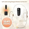 XIAOKOA Wireless Headset Microphone, UHF Skin Tone Head Mic Speaker System, Beige Professional Voice Amplifier Microphones, 164ft Range, Ideal for Teachers Tour Guides Fitness Coaches Conferences #1