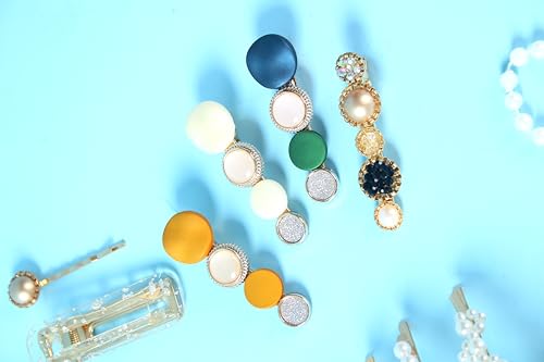 Set de 24 pinzas de cabello de resina acrílica con perlas y diseño geométrico miniatura 5