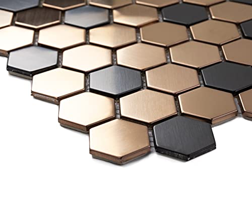 3D Kitchen Cuttable Mosaic Tile Hexagon Rose Gold Stainless Steel Metal Wall Tile For Backsplash Wall #TOP2