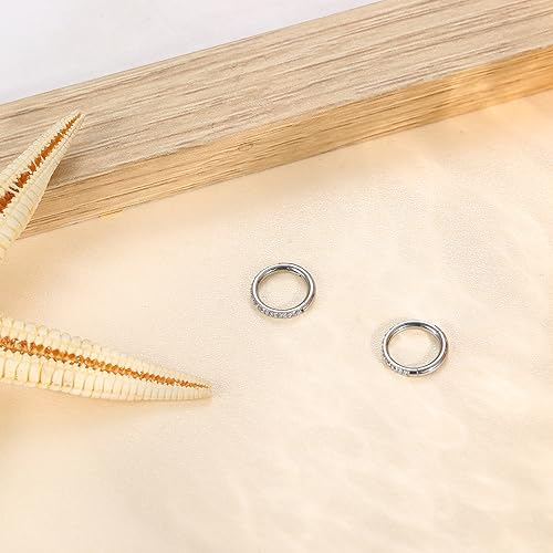 FASACCO 16G Cartilage Hoop Earring 316L Surgical Steel Silver Huggie Hoop Earrings Hypoallergenic Hinged Segment Rings Septum Nose Hoops Daith Conch Helix Tragus Piercing Jewelry 6mm by FASACCO - Image 8
