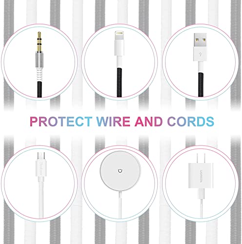 Image of Spiral Cable Protector, Data Cable Protective Sleeve, Headphone Saver, Charger Protective Cover, Wire Repair /Strain Relief Cable Wrap Tube for USB Data Cable Headphone Cable (Jet Black+purpal)