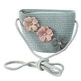 [Yavoluy] キッズストローショルダーバッグ 麦わらバッグ キッズ ビーチ バッグ 財布 ポシェット サマートート 子供用 かわいい おしゃれ お出かけ (グリーン)