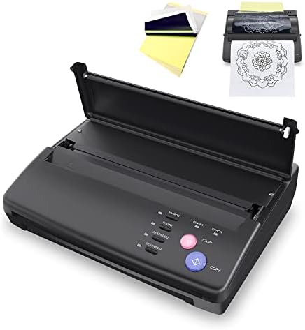 LIUMATE Tattoo Transfer Stencil Machine Thermal Copier Printer, Tattoo Stencil Printer with 20 Pcs Tattoo Transfer Paper, Tattoo Printer Machine for Temporary and Permanent Tattoos, Black