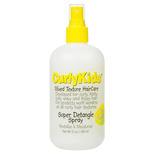 CurlyKids Super Detangling Spray, 12 fluid ounces, Hair Conditioner or Detangling Spray for Kids, Frizz Control, Easy Styling for All Curl Types, Sulfate & Paraben Free