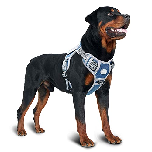 Image of AUROTH Tactical Dog Harness for Small Medium Large Dogs No Pull Adjustable Pet Harness Reflective K9 Working Training Easy Control Pet Vest Military Service Dog Harnesses (L, Denim Blue)