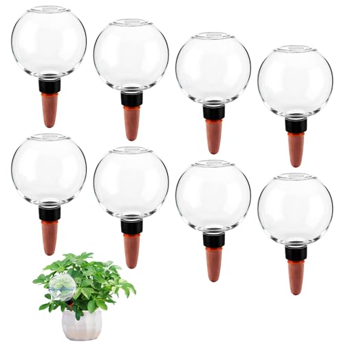 Ghligna 8 Stück 500ml Bewässerungskugeln 17x10cm Bewässerungssystem Zimmerpflanzen Automatische Bewässerung Tonkegel Bewässerung Pflanzenbewässerung Indoor Pflanzen Bewässerung im Urlaub