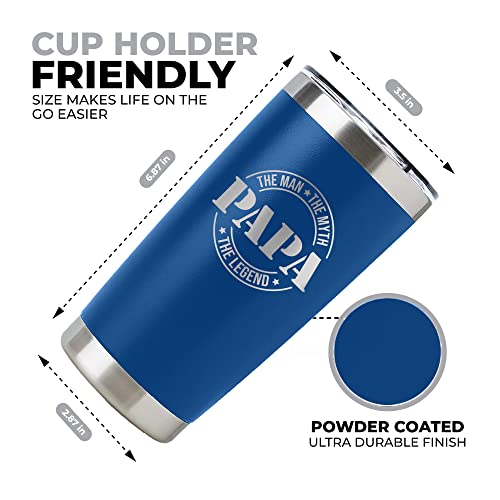 Papa Gifts - Laser Engraved Travel Tumbler Mug For Papa - Papa Gifts From Grandchildren, Granddaughter, Grandson - Papa Birthday Gift Ideas - Father's Day Gifts, Christmas Present For Grandpa - 20Oz #TOP3