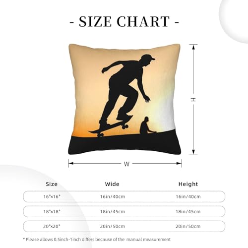 Housse de coussin velours côtelé doux imprimé skateboard fermeture éclair - 4