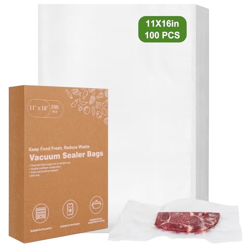Image of [2025 Upgraded] Moretoes 100pcs Vacuum Sealer Bags, Food Saver Bags Gallon 11 inch x 16 inch, BPA Free, Pre-cut Commercial Grade Vac Bags for Food Storage, Meal Prep or Sous Vide