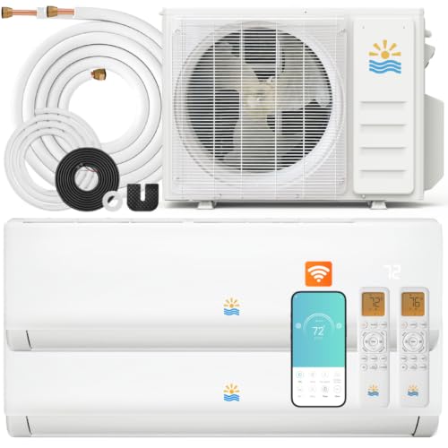EXNOS 20000 BTU Dual Zone Mini Split AC & Heating System 12K+12K 23 SEER2