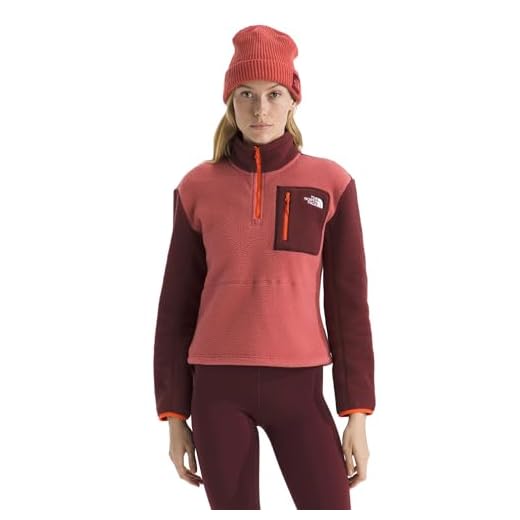 THE NORTH FACE Jaqueta feminina Yumiori com zíper | Casaco de lã leve com logotipo bordado, bolso no peito com zíper seguro, poeira de Marte/Sumac/Solar Flare, 2GG