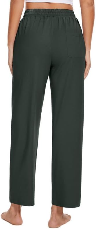 Women's Casual Pant with 3 Pockets Straight Leg Lounge Swaetpants Drawstring Lightweight Comfy Pajama Pants - Image 5
