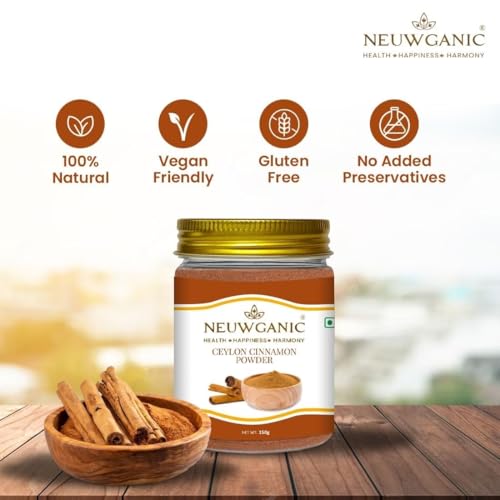Image of Neuwganic - Natural Ceylon Cinnamon Powder | Pure & Natural Dalchini | Indian Organic Spices | Ideal for Making Cookies /Masala Tea /Desserts | 150 Gm Pack of 3