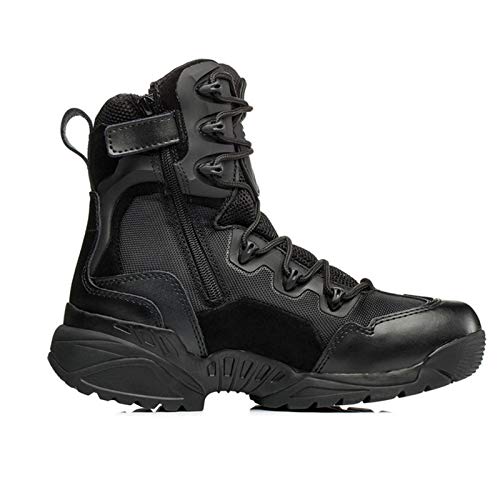 Wygwlg Spring and Autumn Men Military Tactical Boots, Army Ankle Boot Men's Work Shoes, Breathable Hiking Shoes, Black A-413