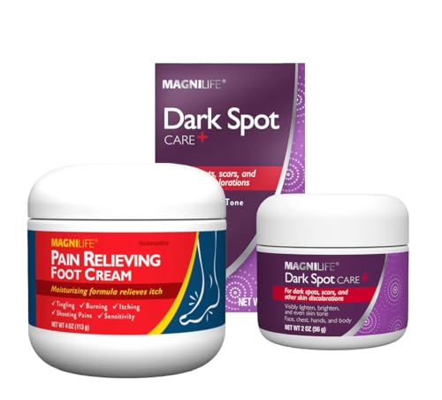 MagniLife Pain Relieving Foot Cream 4 oz Dark Spot Cream 4 oz Bundle for Foot Comfort and Skin Appearance Support
