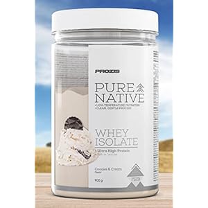 Natural Pure Native Whey Isolate 900 gr – proteine isolate senza zuccheri con stevia (biscotto e crema)
