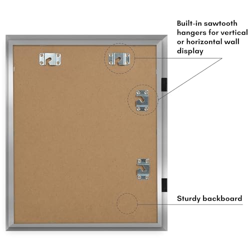 Image of Americanflat - 2 Pack - Kids Artwork Frame Changeable (Silver) - Magnetic Door Holds 100 Art Pieces - 8.5x11 Letter Size Display with Mat or 10x12.5 Without Mat - My Mini Masterpiece
