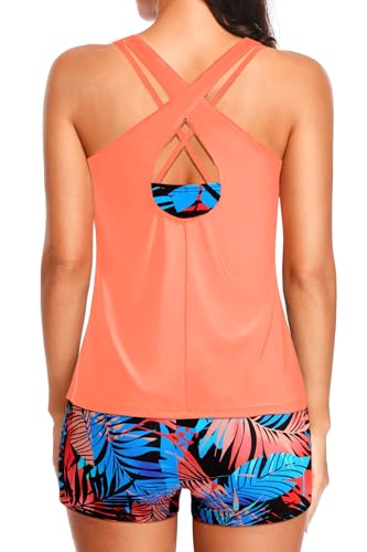Image of Holipick 3 Piece Tankini Swimsuits for Women Tummy Control Bathing Suits Swim Tank Top with Bra Boy Shorts Teen Swimwear 2026
