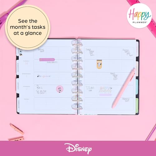 Happy Planner Disney Disc-Bound 12-Month Academic Planner, July 2024–June 2025 Daily, Weekly, and Monthly Planner with 3 Bonus Months, Classic Size, Teacher Layout, Teach Happy Minnie, 7\" x 9.25\"