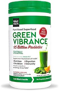 Vibrant Health, Green Vibrance, Plant-Based Superfood Powder, 25 Billion Probiotics Per Scoop, Vegetarian