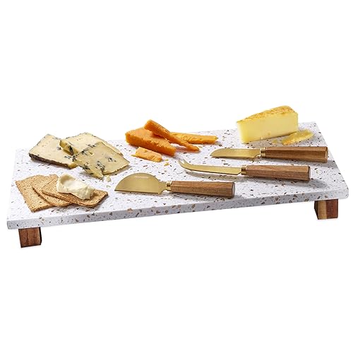 Occasion Elegant Marble Cheese Board Gift Set - with 3 Piece Hand Finished Specialty Knife Set