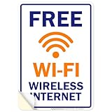 Free Wifi Wireless Internet Sign, 10x7 Inches, 4 Mil Vinyl Decal Stickers Weather Resistant, Made in USA by My Sign Center