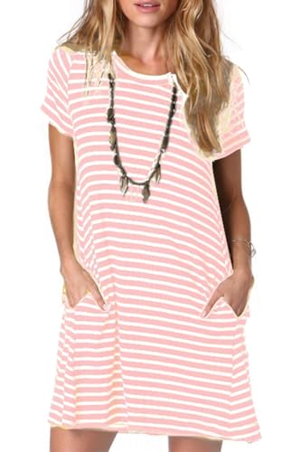 Image of Alaster Women's Casual Summer T Shirt Dress Loose Short Sleeve Tunic Dress with Pocket for Women