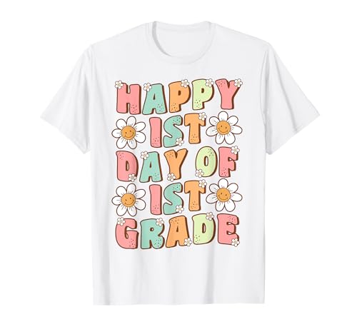 Happy First Day of First Grade Retro Cute Groovy 1st Grade T-Shirt
