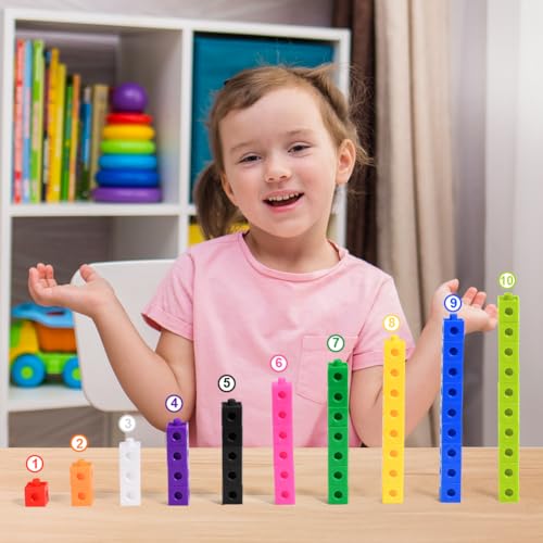 HOTUT Steckwürfel, 100 Stück Steckwürfel Grundschule, Rechenwürfel Grundschule, Lernen Lernspiele, Mathe Würfel zum Zählen… – Ansicht 8