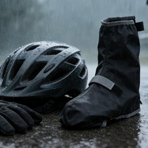 Couvre-chaussures imperméables Healvian noir en taille L pour vélo - 5