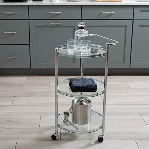 Organize It All Rolling 3 Tier Glass Circular Serving Cart, Silver (Model: 62943W) #TOP2