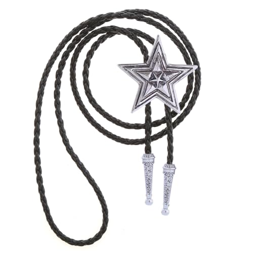 Image of GelConnie Bolo Ties for Men Women Western Cowboy Tie Mens Western Necklace Leather Necktie Gold Bolero Tie Cowboy Necklace