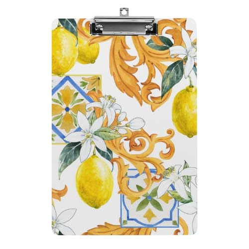 Presse-papiers A4 haut de gamme fleur citron avec pince durable pour documents administratifs