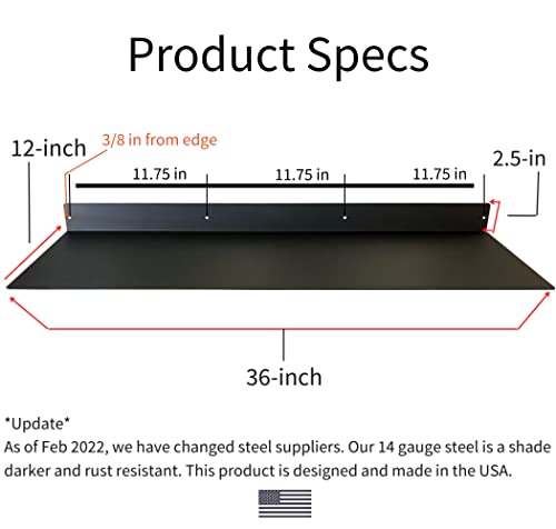 Diy Cartel Linear Floating Shelf - Forged Raw Blackened Steel - Industrial Heavy Duty Metal Wall Mounted Modern Rustic Shelf - Made In The Usa (36-Inch X 12-Inch) #TOP1