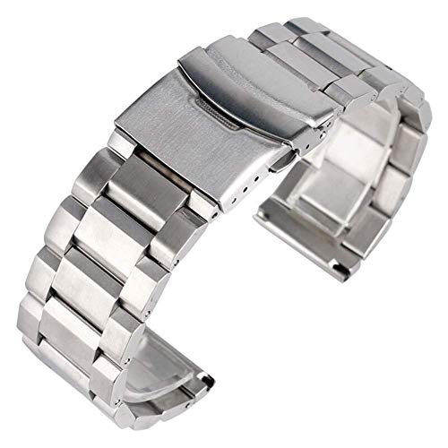 Sangle de montre 20mm bouchette de remplacement acier inoxydable argent 24mm
