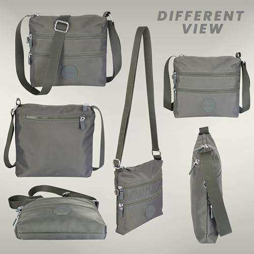 Image of Storite Crossbody Purses for Women Lightweight Small Travel Bag Shoulder Purses and Handbags with Multi Zipper Pockets - Grey (23x22x3 cm)