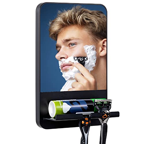 Velmade Shower Mirror Fogless For Shaving With Razor Holder And Suction Anti Fog Mirror For Shower Shatterproof Shaving Mirror Fog Free No Drilling Removable Waterproof Shower Mirror, Black #TOP7