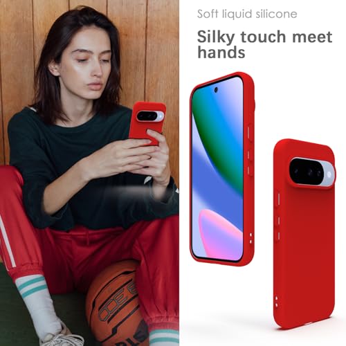 Coque silicone Google Pixel 10 antichoc et douce rouge YATWIN - 4