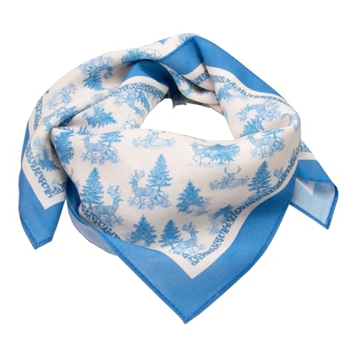 Foulard traditionnel Alpenflüstern ATX044 en toile de Jouy avec motif sylvestre de cerf