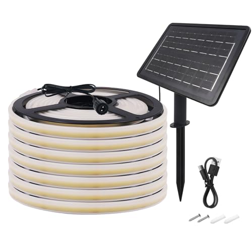 Wisada Strisce Led Solari 24V per Esterni, Alta Luminosità Con 320 Led/m, 8 Modalità, Impermeabile, Batteria 7200mah, Ideali per Giardino, Cortile e Balcon (Bianco (6000-6500K), 10M)