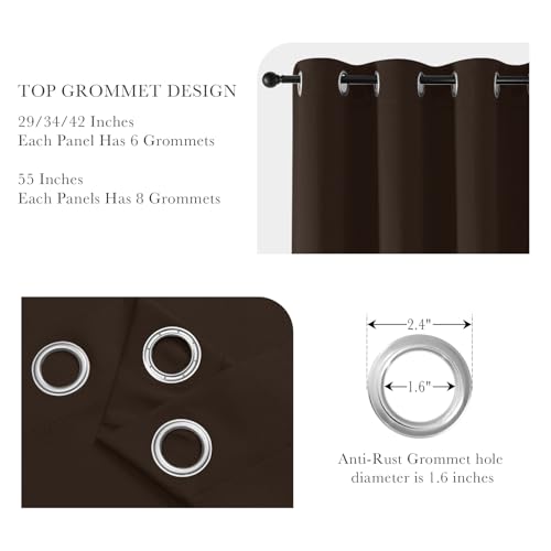 Image of PONY DANCE Blackout Small Curtains 36 inch 2 Panels Set, Room Darkening Short Window Drapes Thermal Insulated Cafe Curtains for Kitchen Dorm Transit Van(2 Panels, W 34 x L 36 inches, Chocolate Brown)