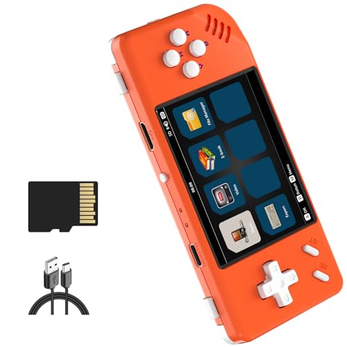ANBERNIC RG28XX Retro Handheld Game Console, Linux System, 2.83 Inch IPS Screen, 64G Built-in 5516 Classic Games, H700 Quad-Core, TV Output, 3100mAh Battery, Transparent Black(Lava Orange)
