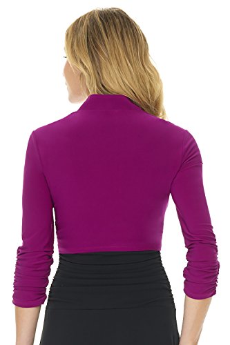 Image of Rekucci Women's Chic Soft Knit Stretch Bolero Shrug with Ruched Sleeves