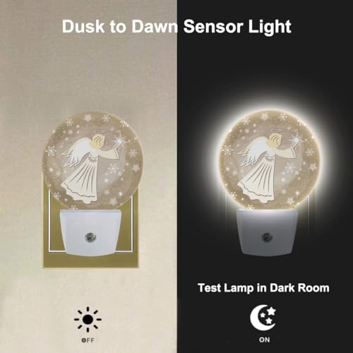 Image of Angel Night Lights Plug into Wall White Angel Wings Cute Plug-in Nightlight Auto on /Off Dim Light Wall Light Sleep Friendly for Boys Girls Room Decor & Holiday Gifts