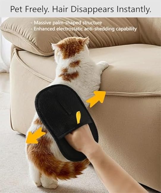 MEDB Pet Hair Remover, Electrostatic Pet Hair Removal Glove, Reusable Cat & Dog Hair Remover for Couch, Furniture, Carpet, Curtain, Upgraded Animal Fur Removal Tools, Cat Grooming Gloves-1 PCS-2RTRLcMd
