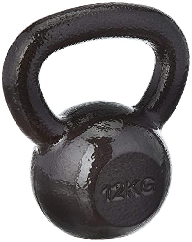 Amazon Basics Żeliwny kettlebell z teksturowaną i malowaną powierzchnią, 12 kg, czarny