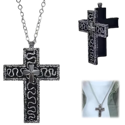 Cross Necklace for Men - 3D Printed Titanium Gauntlet Pendant with Shattered Cross Design | Dual Wear (Vertical/Horizontal) Comic Con Jewelry | Marvel Gifts in Collectors Box(silver)