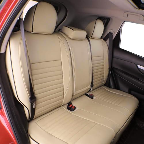 EKR Rogue Seat Covers Custom Fit for Nissan Rogue (Not for PHEV) S/SV/SL/Platinum/Rock Creek 2021 2022 2023 2024 2025 2026, Leather Car Seat Cover Full Set,Faux Leather (Beige) by EKR - Image 2