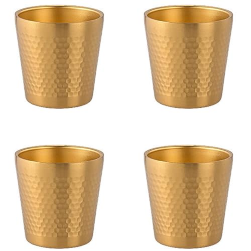 YULIAO 4 Stück Metall Trinkbecher Flachmann, Bruchsichere Metallbecher, Isolierter Doppel-Edelstahlâ€¦ – Miniatur