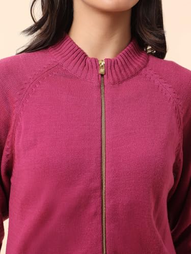 Image of Cantabil Sweater for Women l Winter Wear Acrylic Fabric Mandarin Collar Regular Fit Solid Pattern (P LSWT00178)